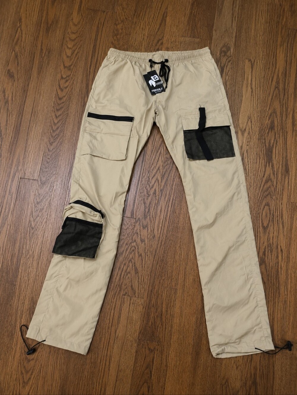 American Stitch Utility Cargo Pants Tan Beige Techwear Joggers Size Large NWT - Picture 2 of 4